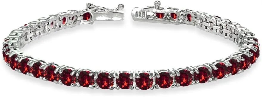 Sterling Silver 4mm Round-cut Classic Bracelet Made with European Crystals