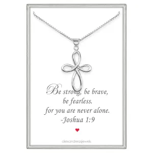 Sterling Silver Cross Necklace, Confirmation Gift Necklace, Goddaughter Gift, Teen Baptism Gift, 18 inches