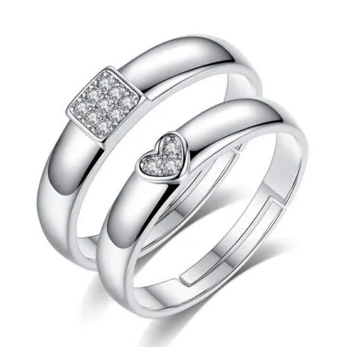 Sterling Silver Matching Ring Set Couple Rings For Couples Rings for Lovers