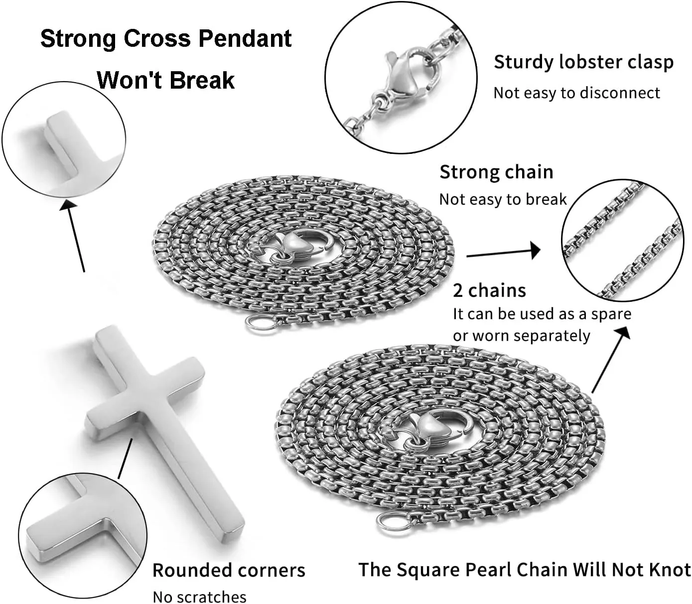 Stocking Stuffers for Teens Christmas New Year Gifts for Men Stainless Steel Cross Necklace for men Silver Cross Necklace for boy cross chain for mens Small Cross Pendant Necklace Simple Jewelry