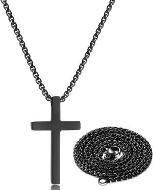 Stocking Stuffers for Teens Christmas New Year Gifts for Men Stainless Steel Cross Necklace for men Silver Cross Necklace for boy cross chain for mens Small Cross Pendant Necklace Simple Jewelry