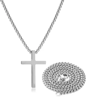 Stocking Stuffers for Teens Christmas New Year Gifts for Men Stainless Steel Cross Necklace for men Silver Cross Necklace for boy cross chain for mens Small Cross Pendant Necklace Simple Jewelry