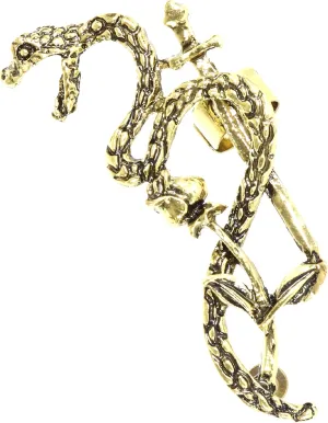 Striking Viper Earring Snake Ear Cuff Metal Wrap Sword Rose Gold Tone CA37 Statement Fashion Jewelry