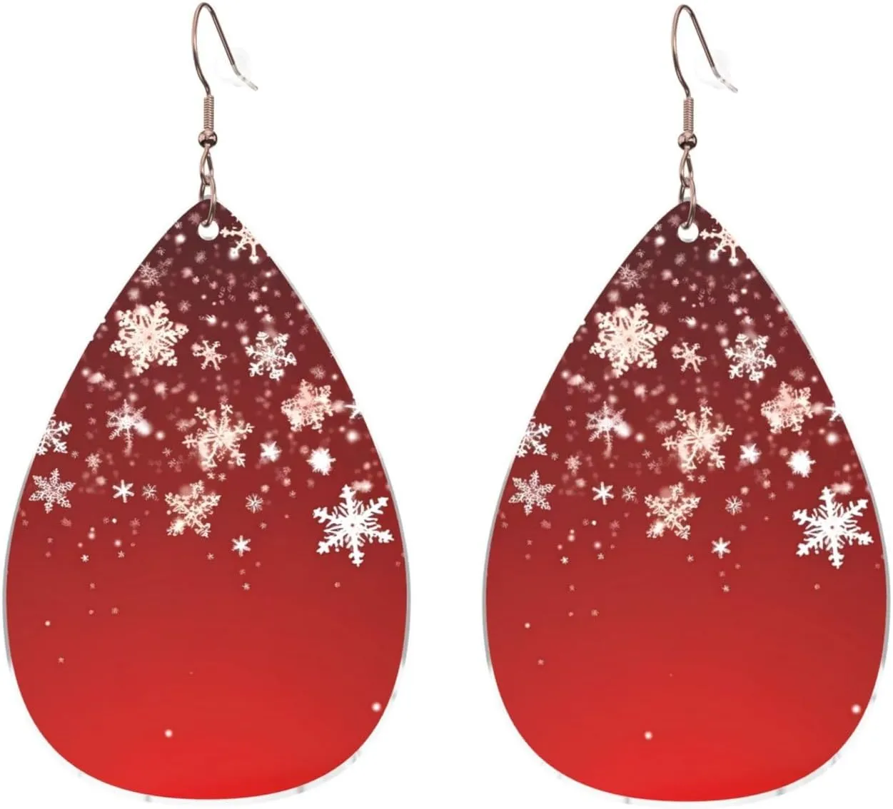 Stylish Drop-Shaped Acrylic Earrings Lightweight Printed Teardrop Dangle Earrings for Women (Christmas)