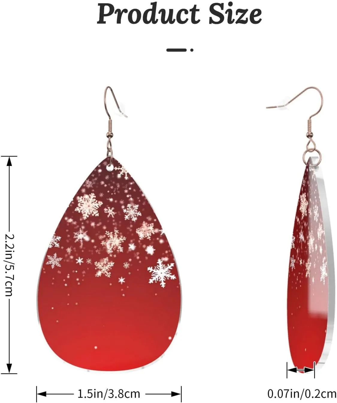 Stylish Drop-Shaped Acrylic Earrings Lightweight Printed Teardrop Dangle Earrings for Women (Christmas)