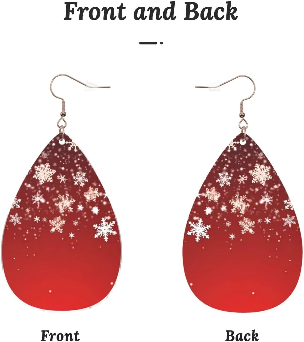 Stylish Drop-Shaped Acrylic Earrings Lightweight Printed Teardrop Dangle Earrings for Women (Christmas)