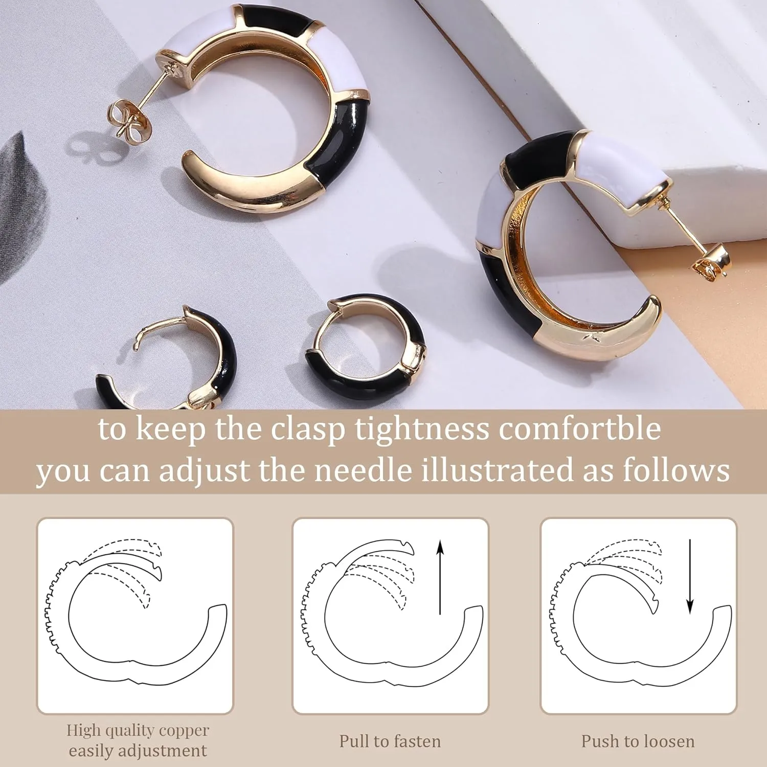 Subiceto 2 Pairs Small Hoop Earrings for Women 18K Gold Plated Hypoallergenic Cute colorful Enamel Huggie Earring Chunky Gold Hoop Earrings Statement Summer Earrings Trendy