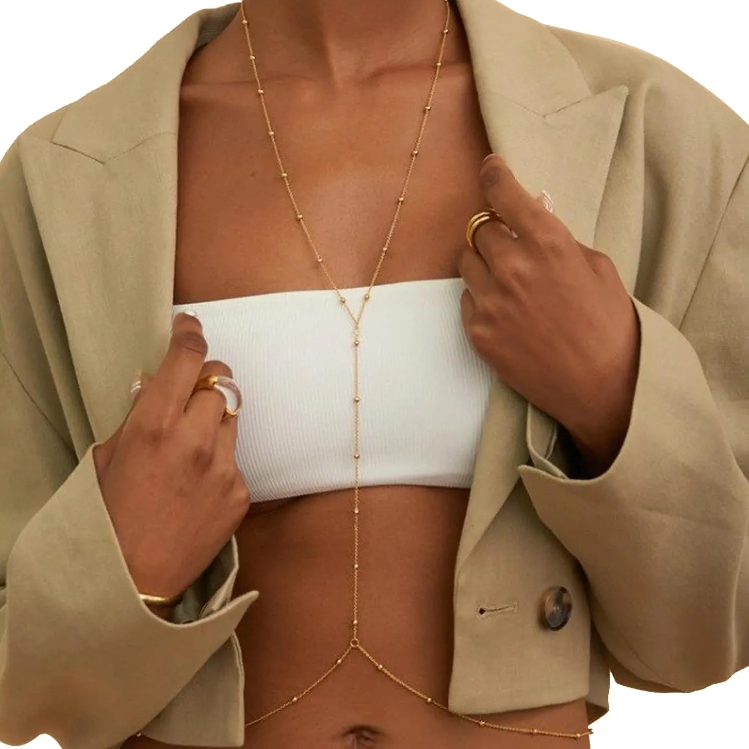 Summer Beach Bead Harness Chest Chain Bikini Bra Chain Jewelry Festivel Rave Body Chain Beaded Waist Chain for Women