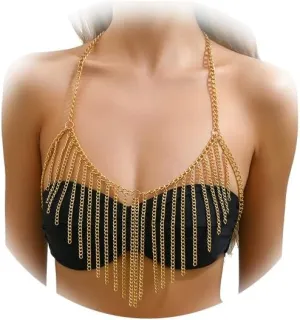 Summer Bra Chain Sexy Bikini Tassel Chest Chain Rave Multi Layered Body Chain Jewelry for Women