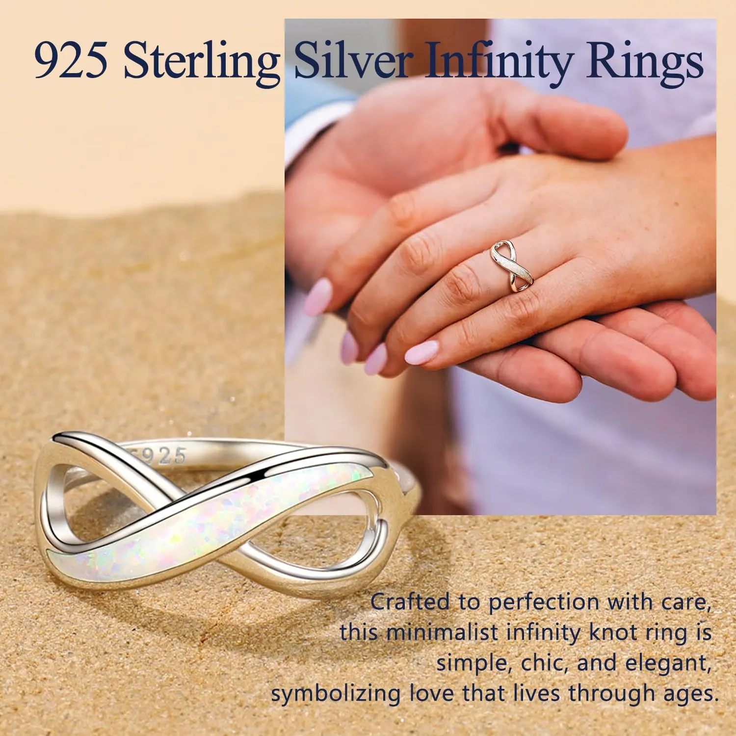 Suplight 925 Sterling Silver High Polish Infinity Knot Rings, Engagement Wedding Band Cubic Zirconia Infinity Band Rings for Women (with Gift Box)