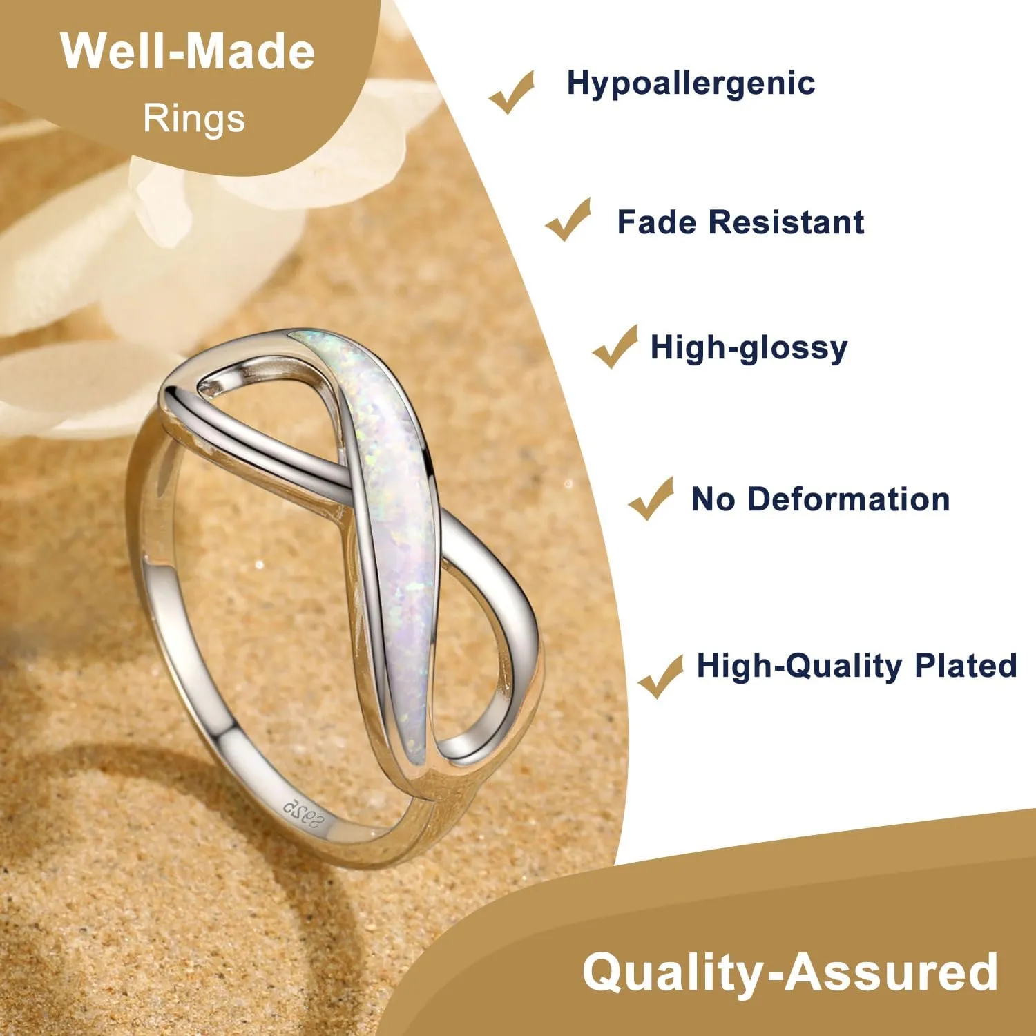 Suplight 925 Sterling Silver High Polish Infinity Knot Rings, Engagement Wedding Band Cubic Zirconia Infinity Band Rings for Women (with Gift Box)