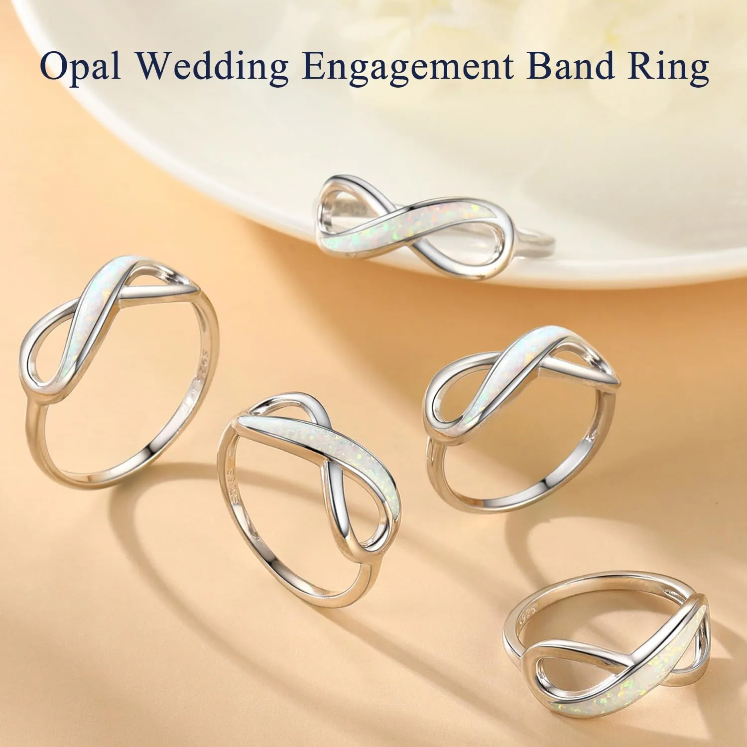 Suplight 925 Sterling Silver High Polish Infinity Knot Rings, Engagement Wedding Band Cubic Zirconia Infinity Band Rings for Women (with Gift Box)