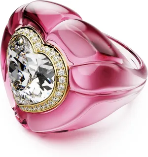 Swarovski Dulcis cocktail ring, Heart cut, Pav, Heart, Pink