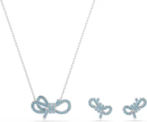 Swarovski Lifelong Bow set, Bow, Blue, Rhodium Finish