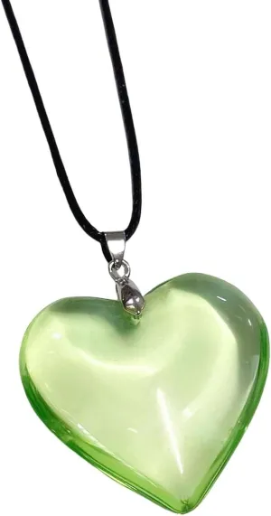Sweet Aesthetic Chunky Glass Puffy Big Heart Coloured Glaze Pendant Choker Beaded Chain Adjustable Rope Velvet Necklace Cute Simple Jewelry for Women