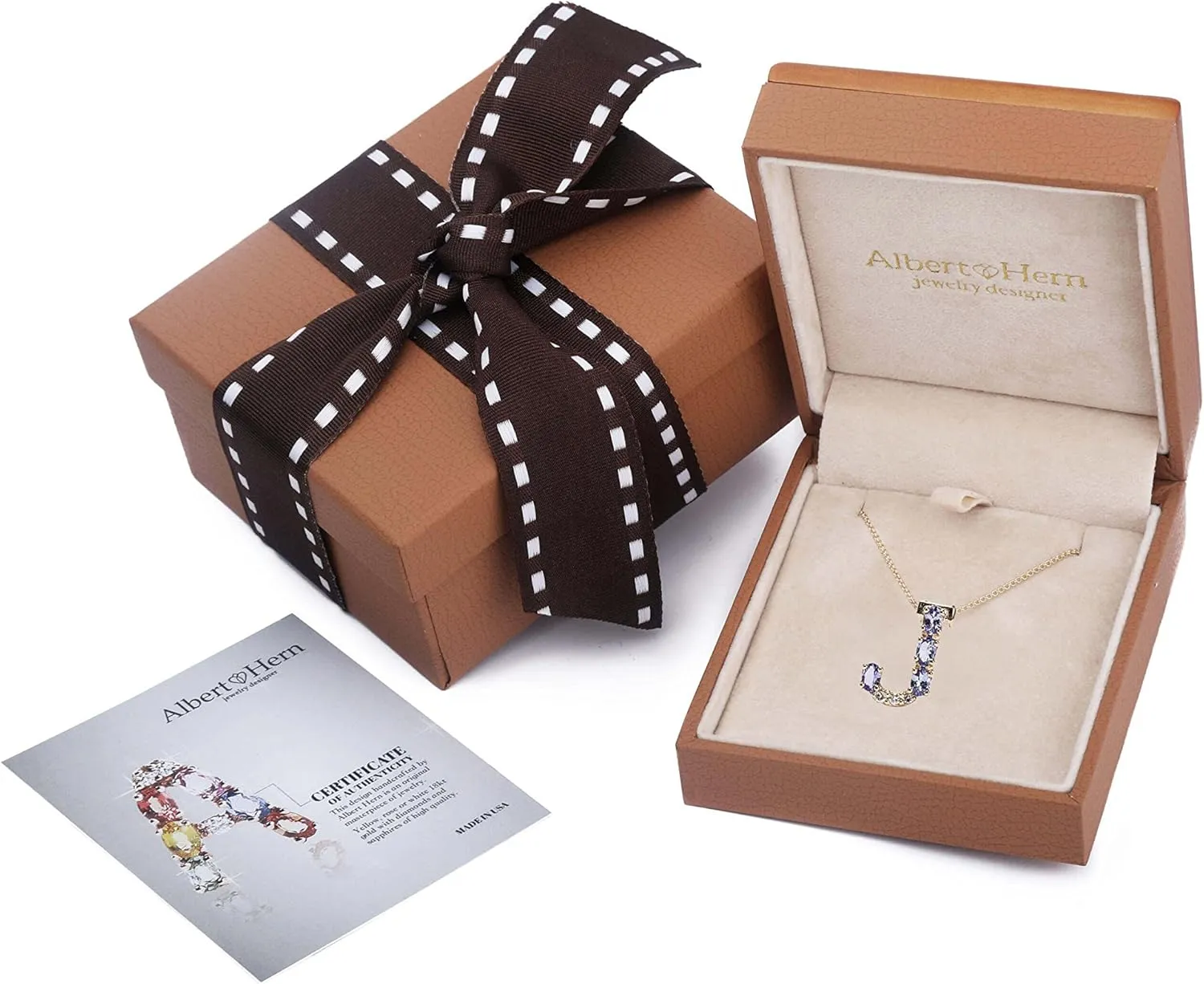 Tanzanite Initial Necklace With Diamonds & 18K Gold Chain | Irresistible Letter Pendants Jewelry | Perfect Valentines Day, Anniversary & Birthday Gift