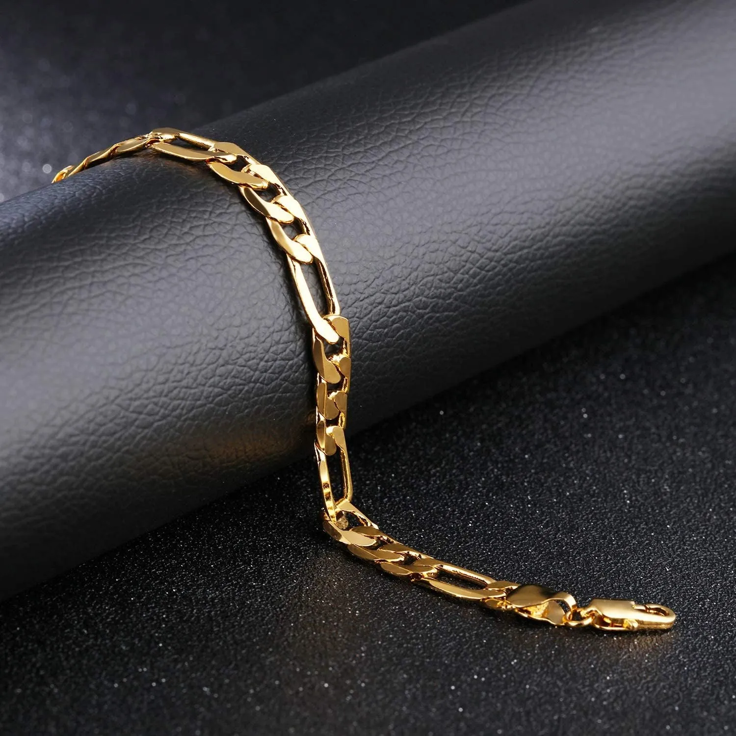 Taoqiao Men Gold Personalized Cuban Bracelet 7.5/8.5/9inch 18K Gold Plated Stainless Steel Figora Classic Hip Hop Gold Bracelet for Men