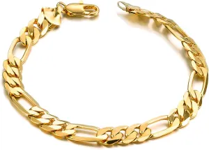 Taoqiao Men Gold Personalized Cuban Bracelet 7.5/8.5/9inch 18K Gold Plated Stainless Steel Figora Classic Hip Hop Gold Bracelet for Men