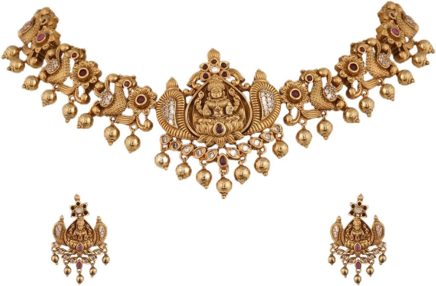 TARINIKA Brass Sankha Antique Choker Necklace Set with Temple Design - Indian Choker Necklace for Women | Perfect for Ethnic occasions | Indian Jewelry Sets for Women