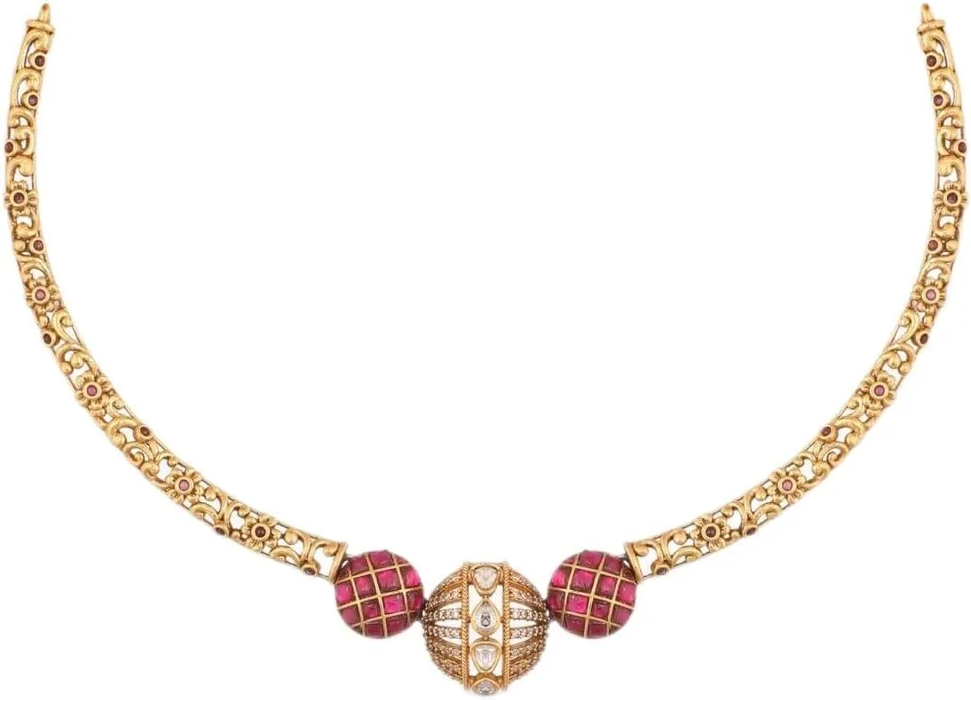 Tarinika Sterling Silver Round Choker Necklace with Hasli-style tribal Design(Gold-Plated) - Silver Necklace for Women | Perfect for Ethnic occasions | Indian jewelry sets for women | 1 Year Warranty*