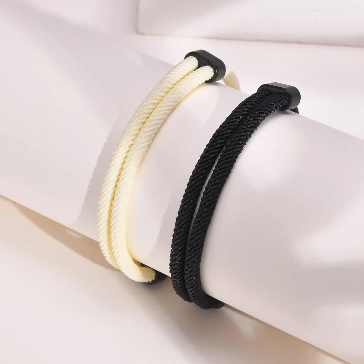 TempBeau Nautical Braided Rope Bracelets Set - 6 Pcs Adjustable Braided Cord Bracelet, Handmade Navy Marine String Bracelet with Metal Knot, Men Women Braided Bracelets Gifts