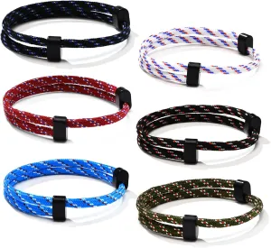 TempBeau Nautical Braided Rope Bracelets Set - 6 Pcs Adjustable Braided Cord Bracelet, Handmade Navy Marine String Bracelet with Metal Knot, Men Women Braided Bracelets Gifts