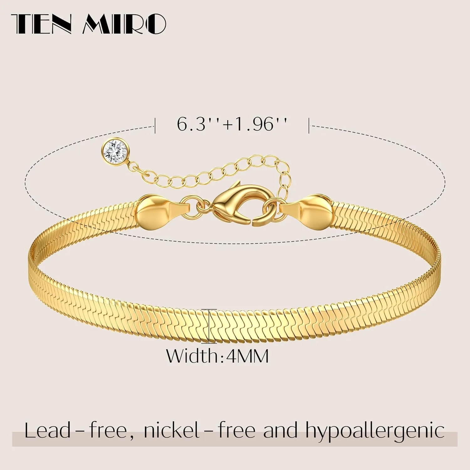 TEN MIRO 16k Chunky Gold Bangle Cuff Bracelets for Women Trendy, Sweatproof Bangle Bracelet Non Tarnish Gold Plated Cuff Bracelets for Women