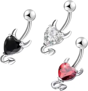 TENDYCOCO 3pc Set Women's Belly Button Rings Navel Piercing Jewelry Zircon for Fashion