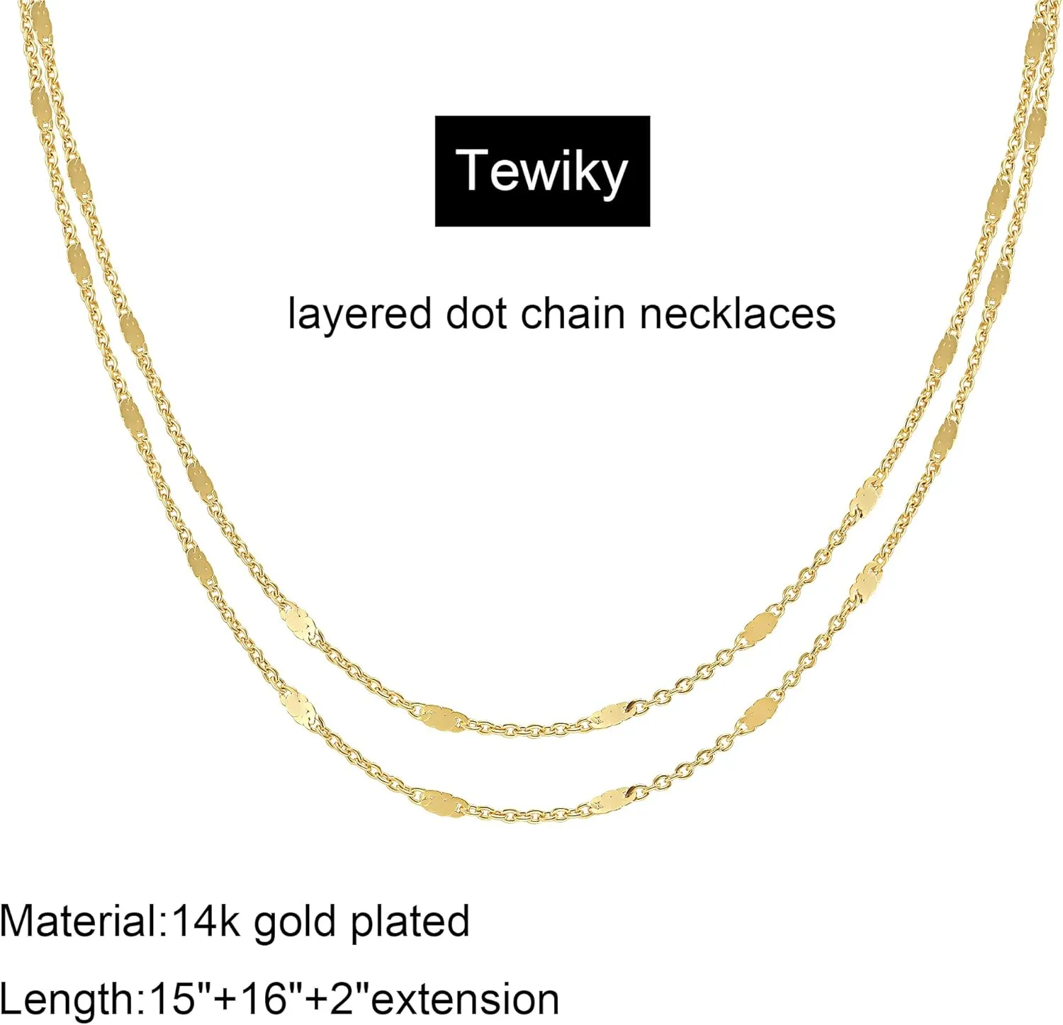 Tewiky Gold Chain Necklace for Women, 14k Gold Plated Thin Beaded Wave Box Chain Necklace Dainty Gold Necklace Simple Layered Gold Choker Necklaces Minimalist Gold Link Chain Necklace Trendy Jewelry for Women