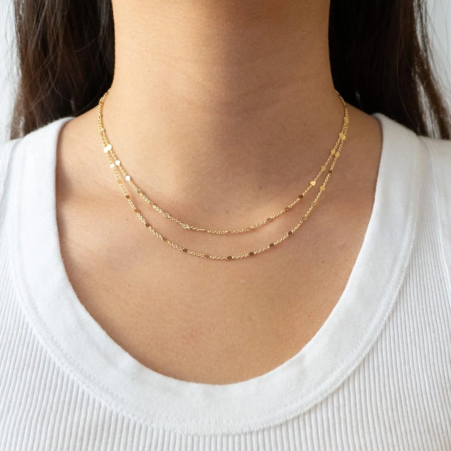 Tewiky Gold Chain Necklace for Women, 14k Gold Plated Thin Beaded Wave Box Chain Necklace Dainty Gold Necklace Simple Layered Gold Choker Necklaces Minimalist Gold Link Chain Necklace Trendy Jewelry for Women
