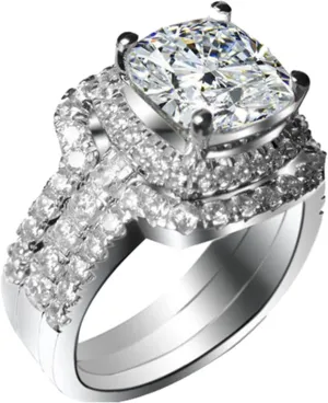 THREE MAN White Gold Plated 2CT Cushion Engagement Ring Wedding Bands NSCD Simulated Diamond Rings Set Women