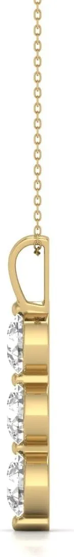 TimeLess Classics Women's 1 to 2 Carat TW Lab Grown Diamond Three Stone Pendnat Available in 10K White and Yellow Gold