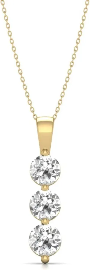 TimeLess Classics Women's 1 to 2 Carat TW Lab Grown Diamond Three Stone Pendnat Available in 10K White and Yellow Gold