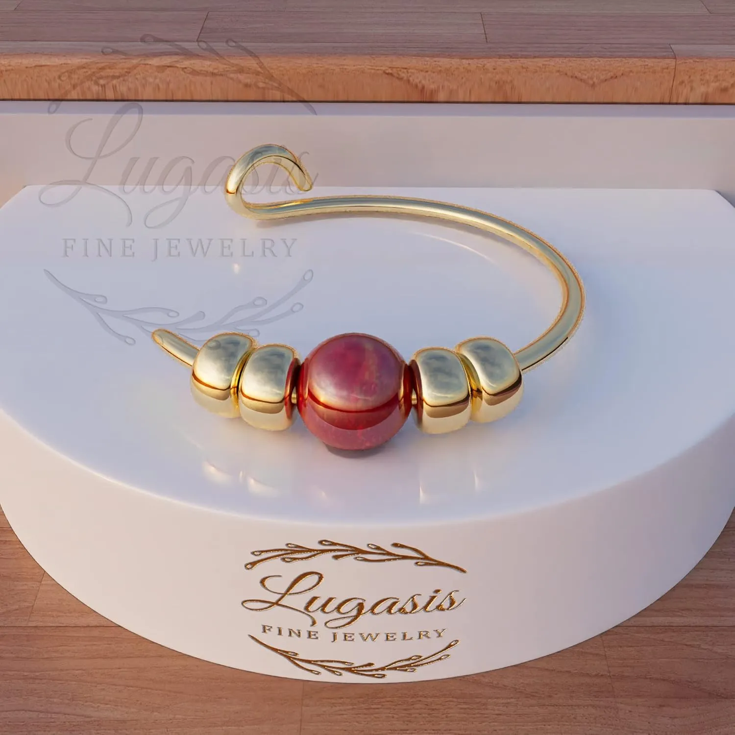 Tiny Gold Fake Nose Piercing Hoop - Handmade 24 gauge Faux Nose Ring with a 2mm Red Opal - Hypoallergenic Smooth 14k Gold 7mm Thin Clip on Nose Hoop