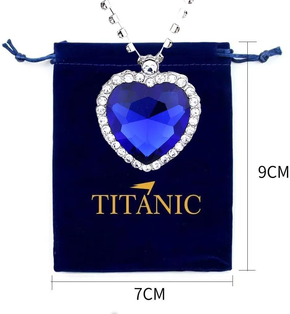 Titanic Heart The Ocean Simulated Blue Sapphire, Silver Necklace Pendants Jewelry Titanic Jewelry Gifts for Woman