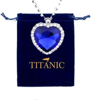Titanic Heart The Ocean Simulated Blue Sapphire, Silver Necklace Pendants Jewelry Titanic Jewelry Gifts for Woman