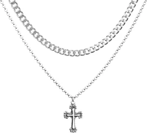 Titanium Steel Stainless Steel Cross Necklace for Men, Plain Cross Pendant Necklace with Box Chain Jewelry - Gifts for Man Women 18.1 in Long - Black