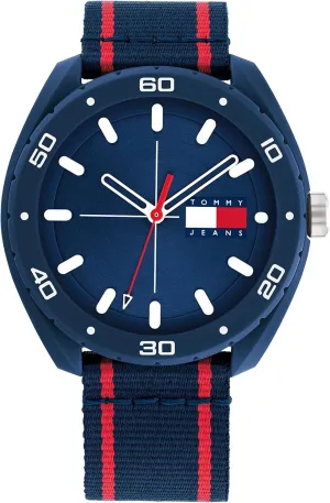 Tommy Hilfiger Unisex Quartz Plastic Case and Nylon Strap Watch, Color: Navy (Model: 1792069)