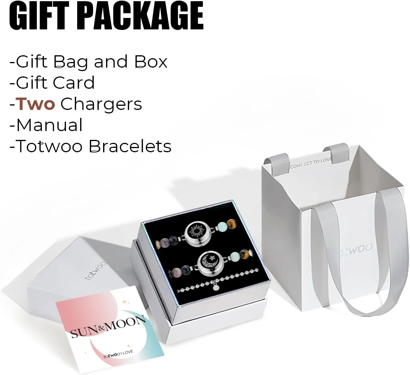TOTWOO Long Distance Touch Bracelets for Couples, Vibration & Light up for Love Couples Bracelets | Long Distance Relationship Gifts for Girlfriend Bluetooth Pairing Jewelry