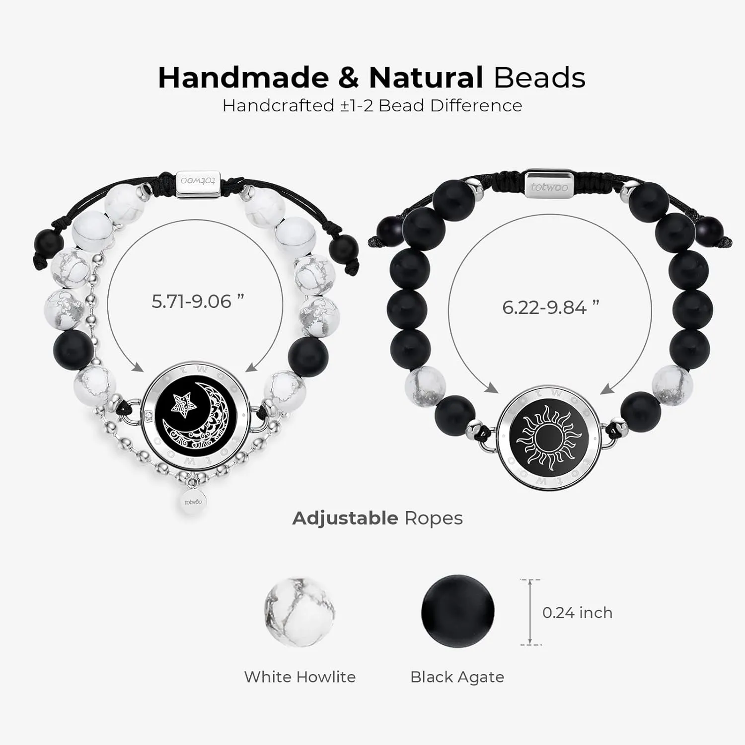 TOTWOO Long Distance Touch Bracelets for Couples, Vibration & Light up for Love Couples Bracelets | Long Distance Relationship Gifts for Girlfriend Bluetooth Pairing Jewelry