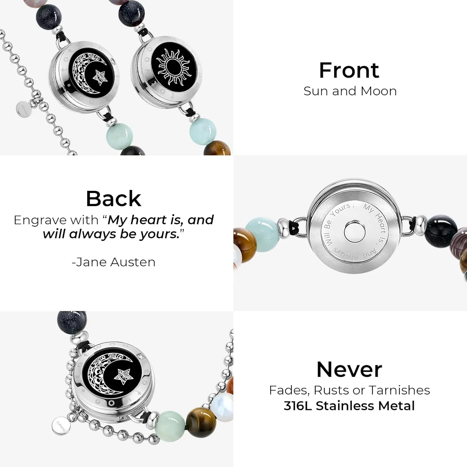 TOTWOO Long Distance Touch Bracelets for Couples, Vibration & Light up for Love Couples Bracelets | Long Distance Relationship Gifts for Girlfriend Bluetooth Pairing Jewelry