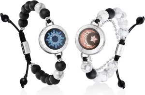TOTWOO Long Distance Touch Bracelets for Couples, Vibration & Light up for Love Couples Bracelets | Long Distance Relationship Gifts for Girlfriend Bluetooth Pairing Jewelry