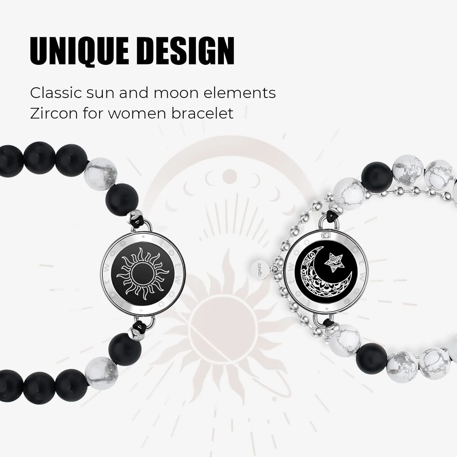TOTWOO Long Distance Touch Bracelets for Couples, Vibration & Light up for Love Couples Bracelets | Long Distance Relationship Gifts for Girlfriend Bluetooth Pairing Jewelry
