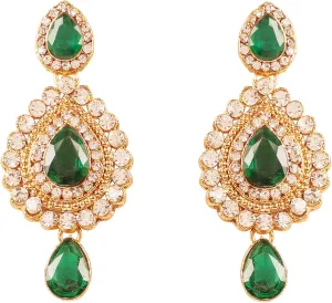 Touchstone Indian Bollywood Desire Contemporary Diamond Look Rhinestone Designer Jewelry Chandelier Earrings In Antique Gold Tone For Women