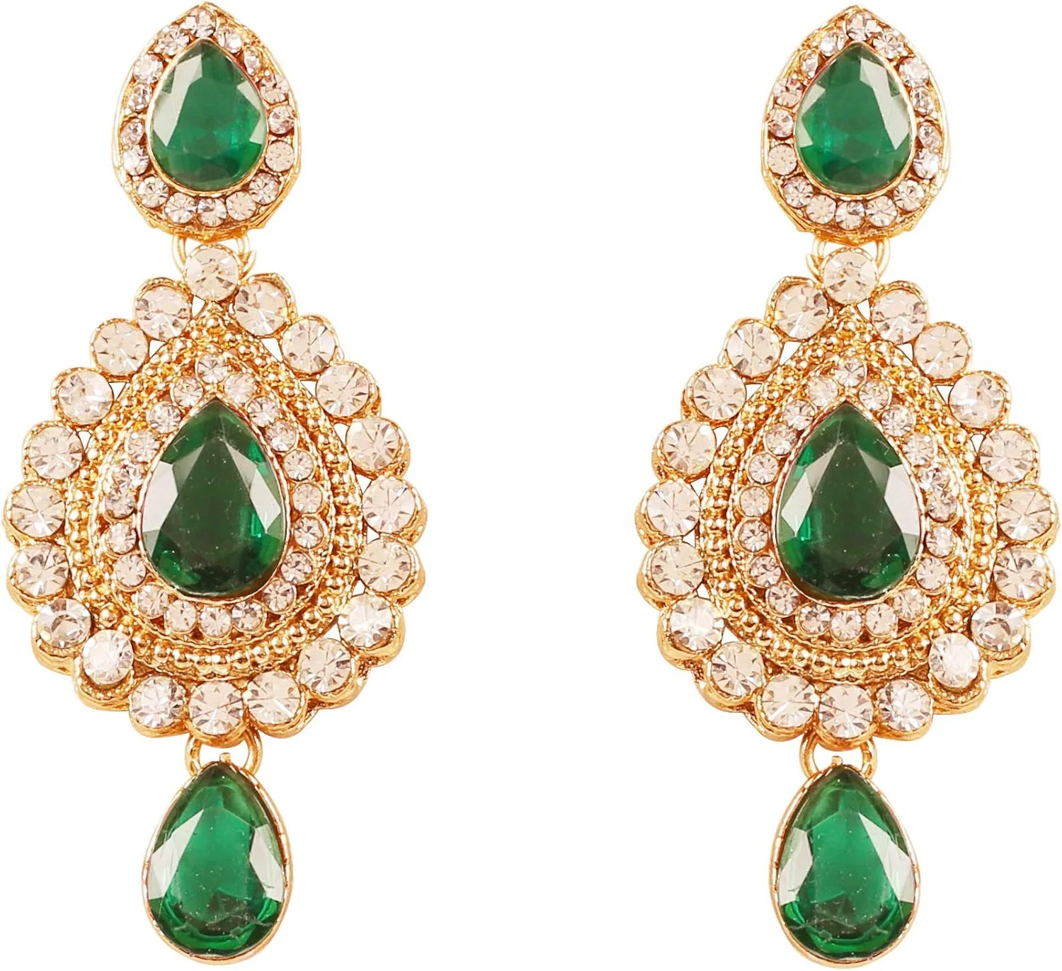 Touchstone Indian Bollywood Desire Contemporary Diamond Look Rhinestone Designer Jewelry Chandelier Earrings In Antique Gold Tone For Women