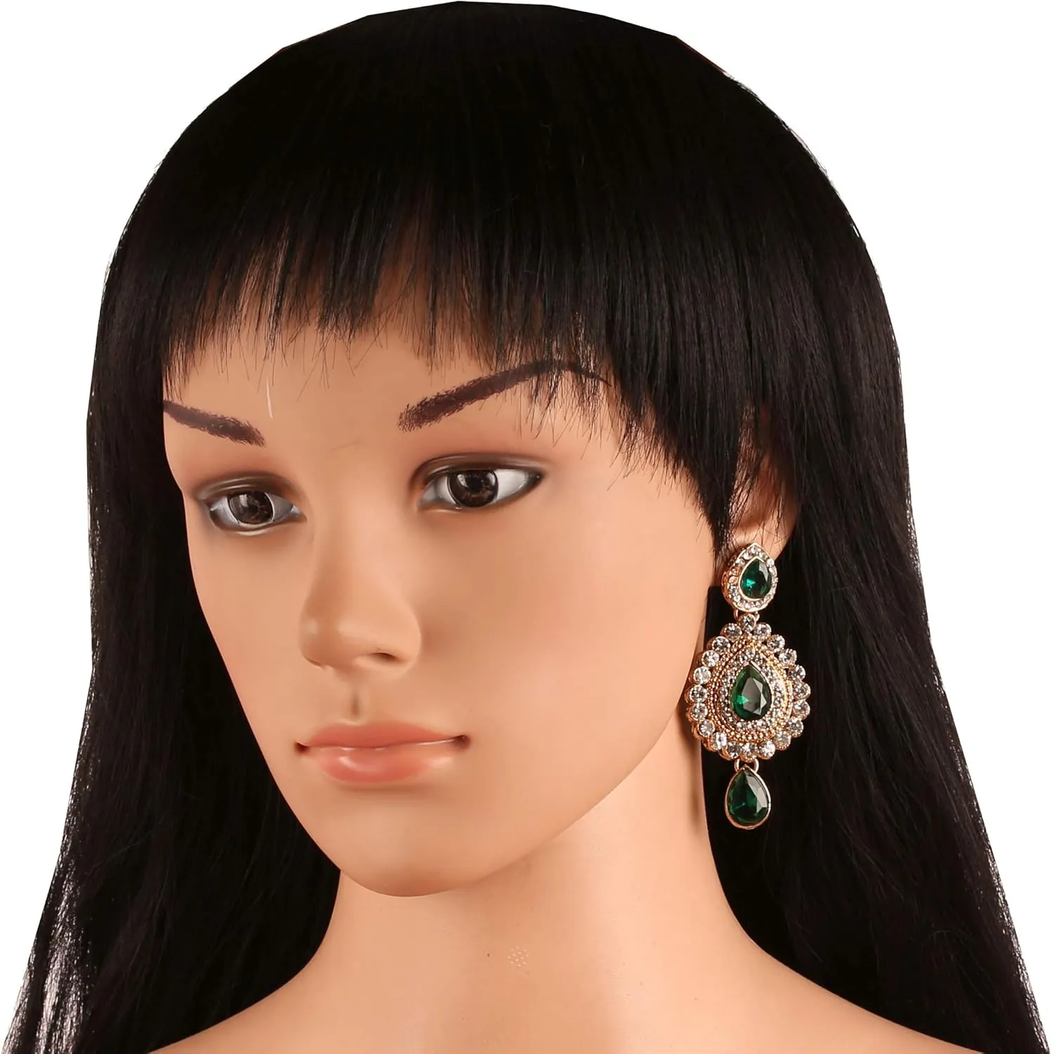 Touchstone Indian Bollywood Desire Contemporary Diamond Look Rhinestone Designer Jewelry Chandelier Earrings In Antique Gold Tone For Women