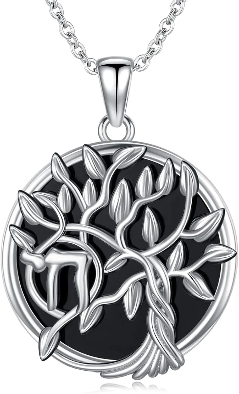 Tree of Life Necklace 925 Sterling Silver Black Onyx Pendant Celtic Jewelry Gifts for Women Girlfriend Mom