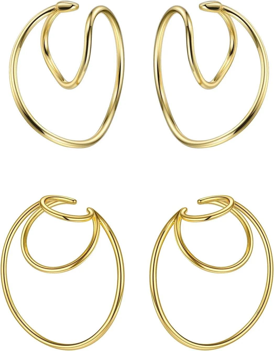 Trendy Geometric Line Elements Clip on Earrings Personalized Ear Cuffs for Women Teen Girls