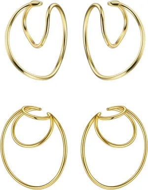 Trendy Geometric Line Elements Clip on Earrings Personalized Ear Cuffs for Women Teen Girls