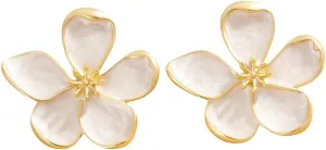 Trendy Statement Flower Earrings Set for Women Large Daisy Floral Studs, Chunky Metal Flower Drop Earrings, Boho Jewelry Accessory